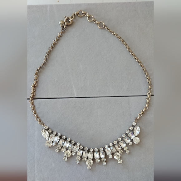 J. Crew bronze metal and rhinestones statement necklace